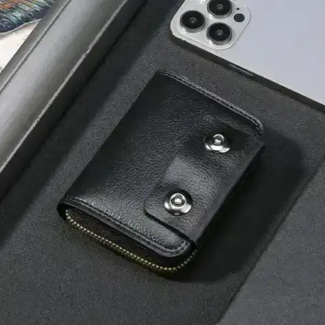 Black Artificial Leather Card Holder Wallet For Men