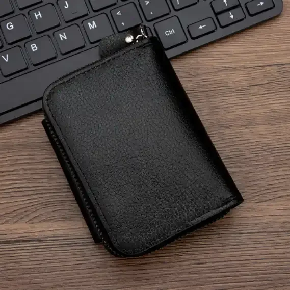 Black Artificial Leather Card Holder Wallet For Men
