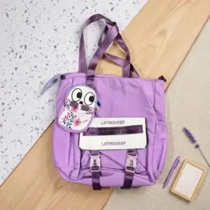 Tote Backpack Latinsheep Purple Canvas