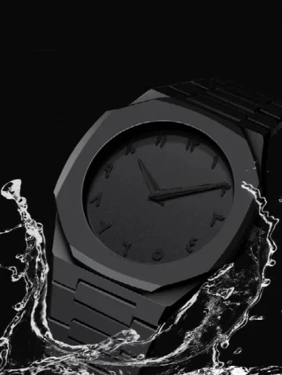 Arabic Aura Watch – Minimalist Matte Black Edition for Men
