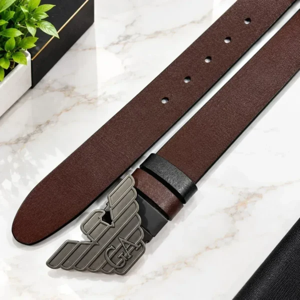 Armani GA Eagle Logo Brown Leather Belt