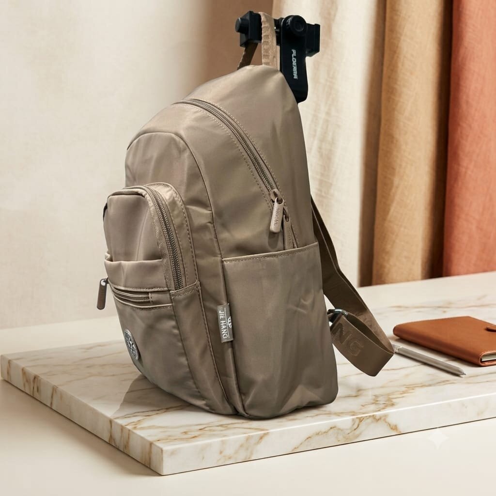 Beige Waterproof Travel & Office Backpack