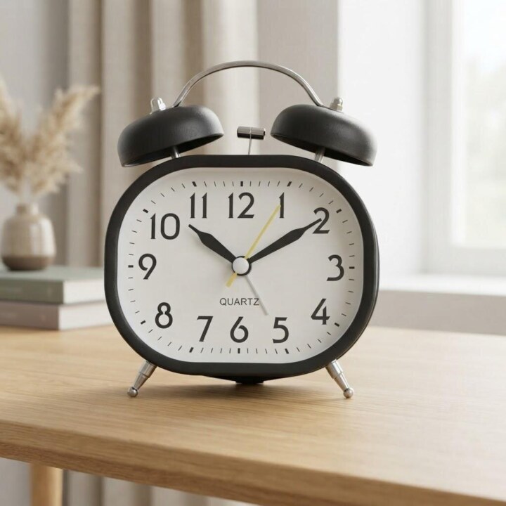 Vintage-Modern Quartz Twin Bell Alarm Clock