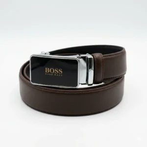 BOSS Premium Brown Leather Auto-Lock Buckle Belt