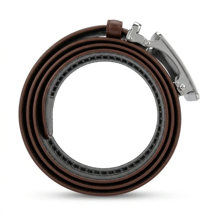 BOSS Premium Brown Leather Auto-Lock Buckle Belt