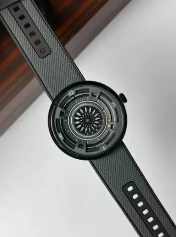 Charles Delon Luxury Creative Black Watch for Men – Unique Rotating Dial Design