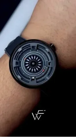 Charles Delon Luxury Creative Black Watch for Men – Unique Rotating Dial Design