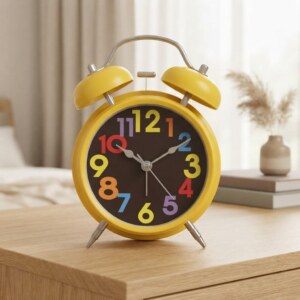 Colorful 3D Numbers Twin Bell Table Alarm Clock