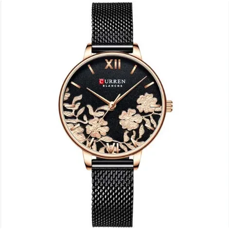 CURREN Blanche Luxury Floral Dial Watch for Women – Elegant Mesh Strap