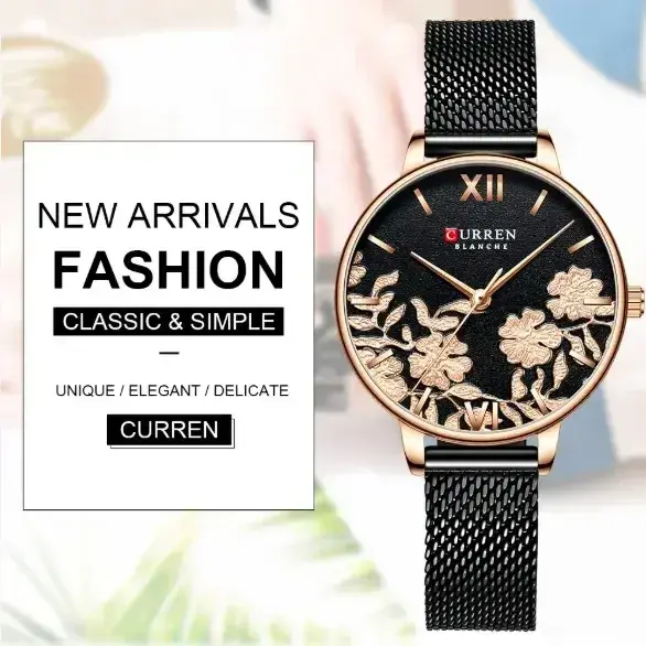 CURREN Blanche Luxury Floral Dial Watch for Women – Elegant Mesh Strap