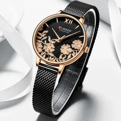 CURREN Blanche Luxury Floral Dial Watch for Women – Elegant Mesh Strap