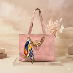 Disney x Loungefly Elegant Pink Tote Bag with Gold Chain & Silk Scarf