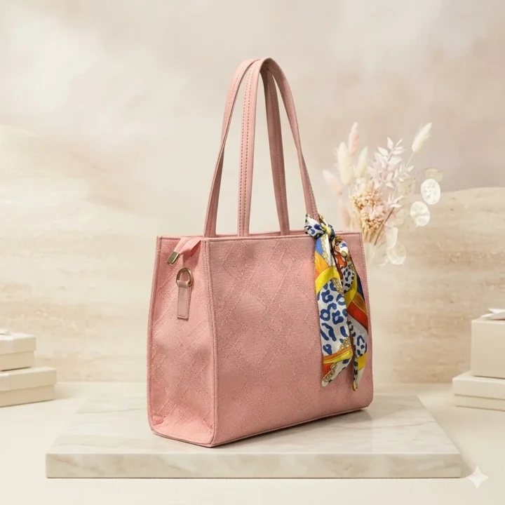 Disney x Loungefly Elegant Pink Tote Bag with Gold Chain & Silk Scarf