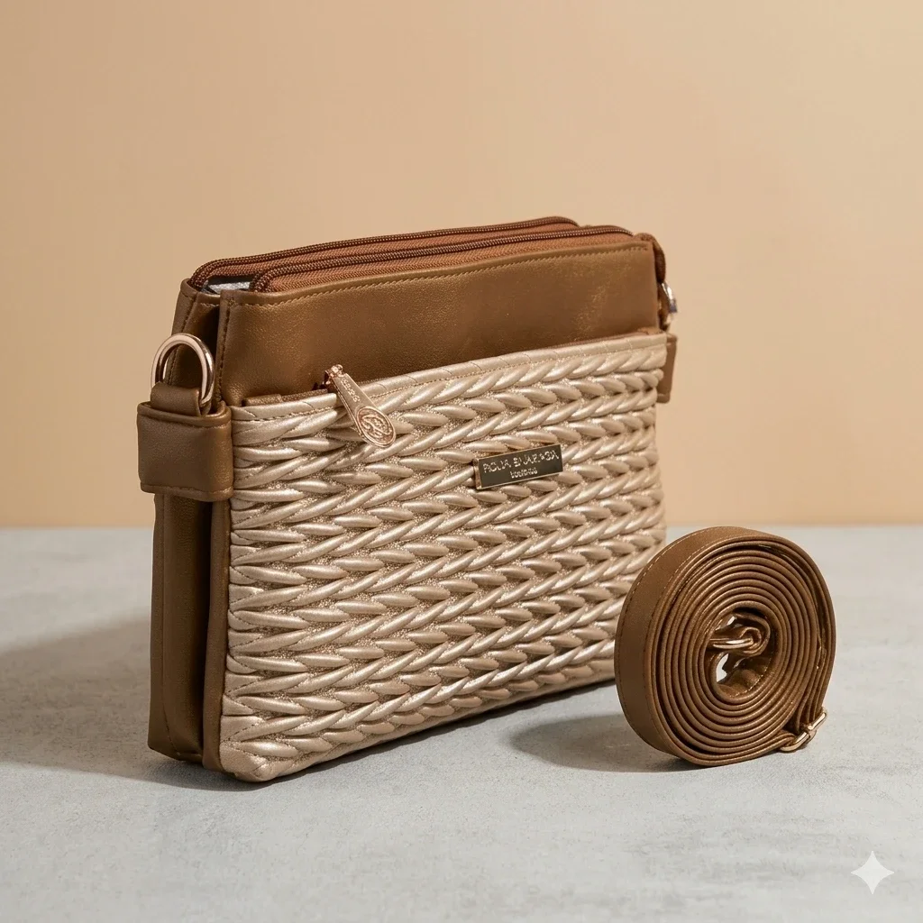 Elegant Quilted Bag & Side Bag with Long Belt