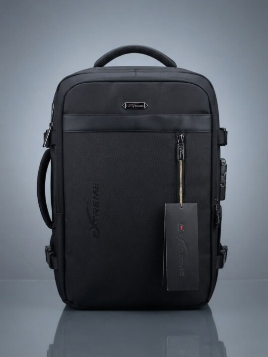 Extreme Premium Expandable Laptop & Travel Backpack - Waterproof Multi-functional Business Bag for Men (Black)