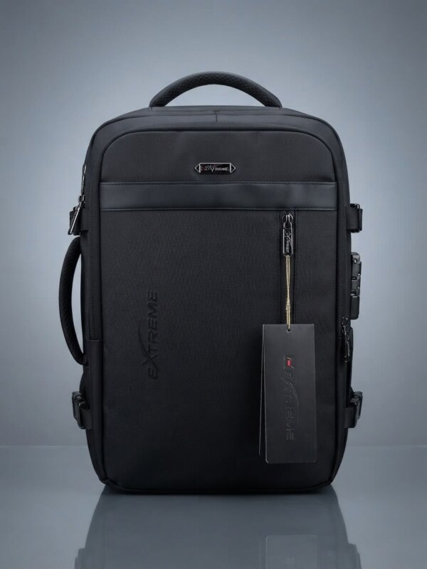 Extreme Premium Expandable Laptop & Travel Backpack - Waterproof Multi-functional Business Bag for Men (Black)