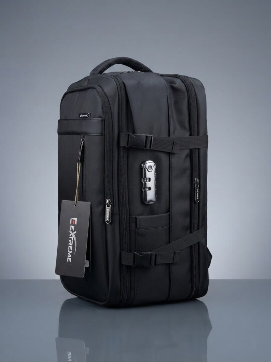 Extreme Premium Expandable Laptop & Travel Backpack - Waterproof Multi-functional Business Bag for Men (Black)