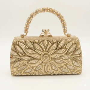 Floral Pearl & Rhinestone Embellished Party Clutch