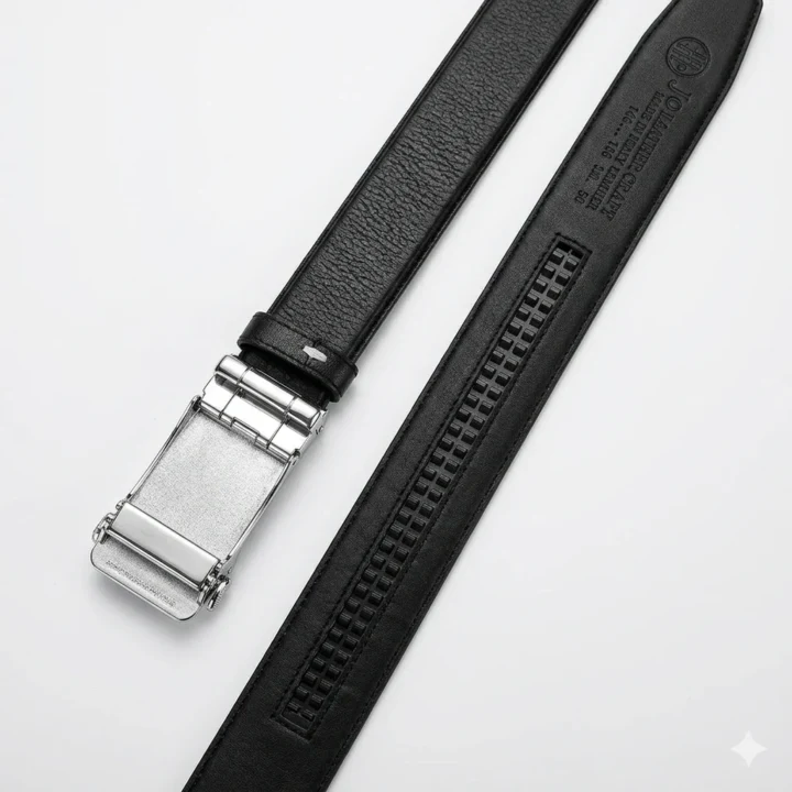 GUCCI Premium Black Leather Automatic Slide Buckle Belt