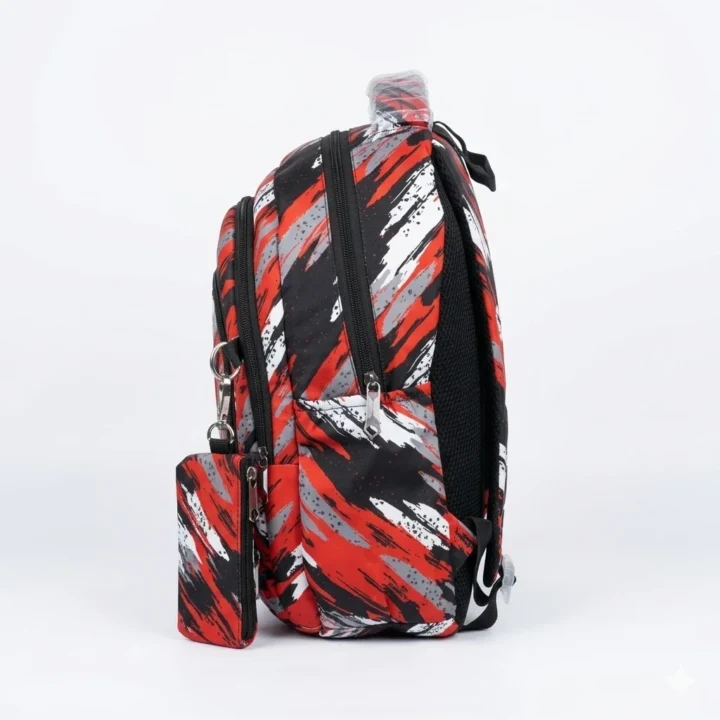 Kids Mickey Mouse Print School Backpack with Matching Pouch – Red & Black