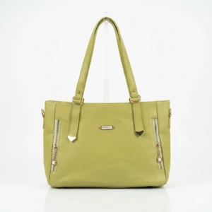 Lime Green Shoulder Bag with Stylish Side Zipper Accents