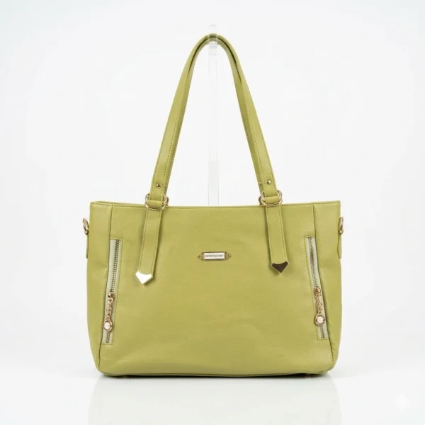 Lime Green Shoulder Bag with Stylish Side Zipper Accents