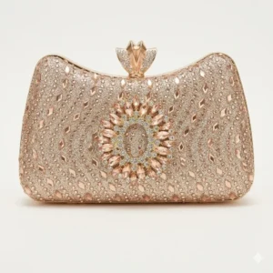 Luxury Stone Purse Geometric Half Clutch with Cut-Out Gold Ring Handle