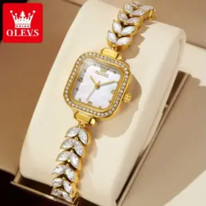 OLEVS Luxury Golden Diamond Watch for Women – Elegant Bracelet Style