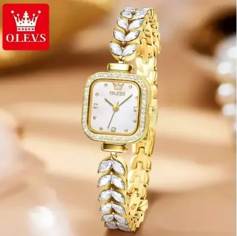 OLEVS Luxury Golden Diamond Watch for Women – Elegant Bracelet Style