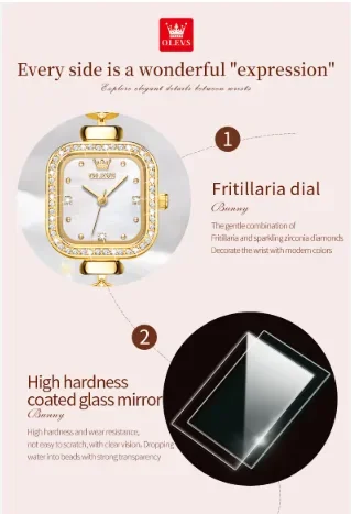 OLEVS Luxury Golden Diamond Watch for Women – Elegant Bracelet Style