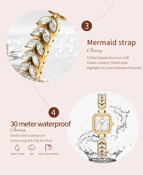 OLEVS Luxury Golden Diamond Watch for Women – Elegant Bracelet Style