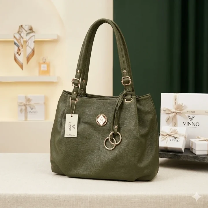 Olive Green Premium Leather Handbag for Wome