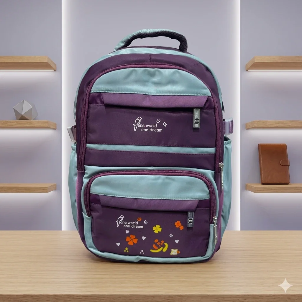 One World One Dream"School Bag Premium Compact Backpack – Elegant & Smart