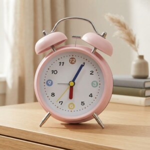 Pastel Pink Twin Bell Kids Alarm Clock