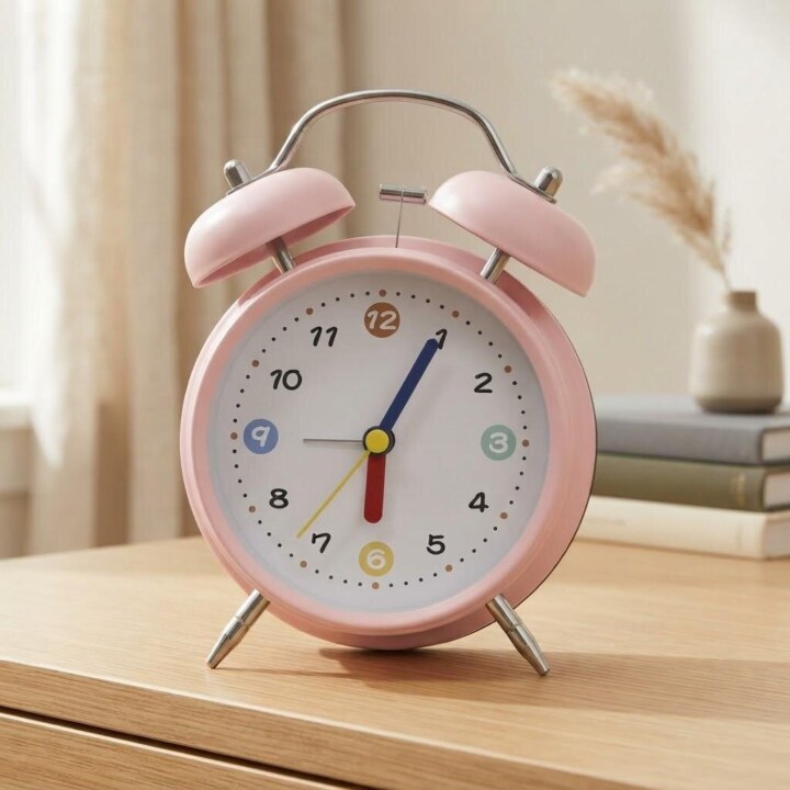 Pastel Pink Twin Bell Kids Alarm Clock