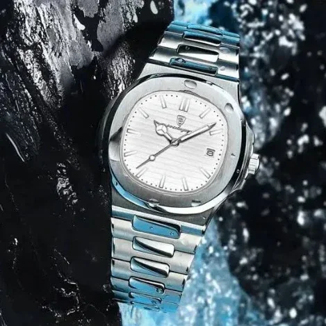 POEDAGAR 613 Luxury Stainless Steel Quartz Watch for Men