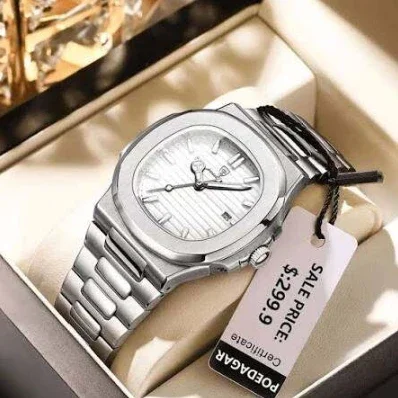 POEDAGAR 613 Luxury Stainless Steel Quartz Watch for Men