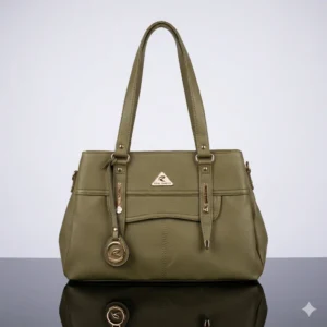 ROYAL CHARLES Olive Green Shoulder Bag with Elegant Hanging Charm