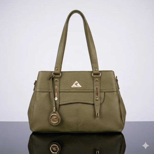 ROYAL CHARLES Olive Green Shoulder Bag with Elegant Hanging Charm