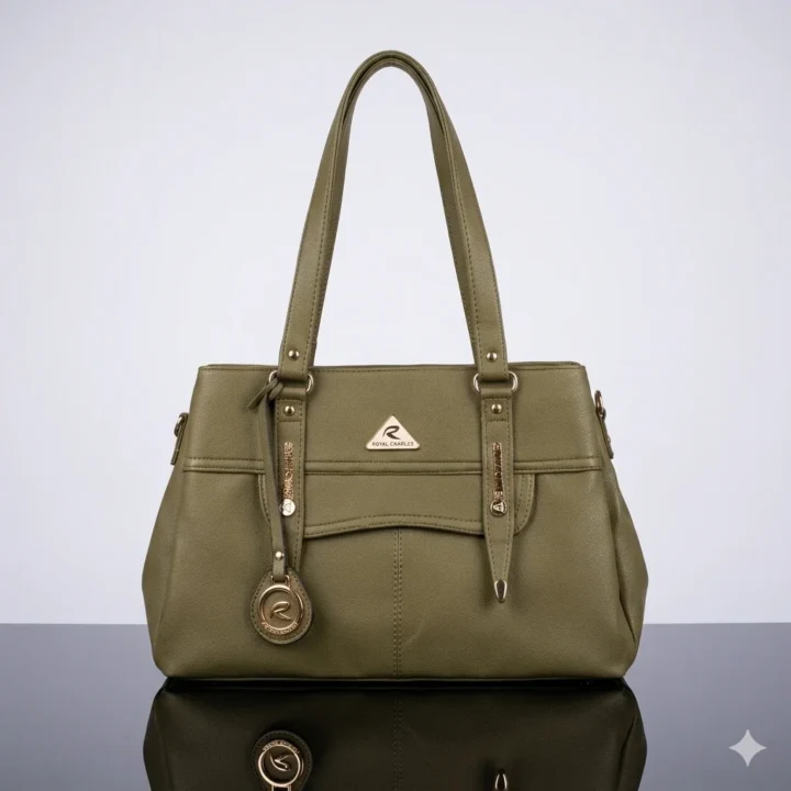 ROYAL CHARLES Olive Green Shoulder Bag with Elegant Hanging Charm