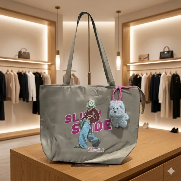 Tote Bag with Cute Plush Charm