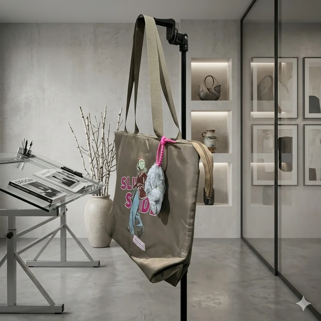 Tote Bag with Cute Plush Charm