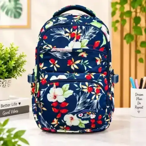 Winner Premium Floral Print Backpack – Stylish, Water-Resistant & Spacious School & Travel Bag