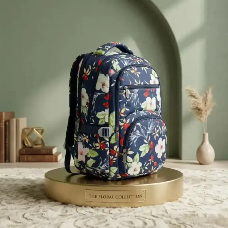 Winner Premium Floral Print Backpack – Stylish, Water-Resistant & Spacious School & Travel Bag